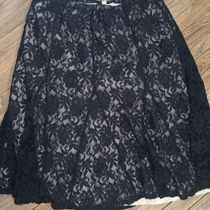 M Collection Woman 2X Black Floral Lace Midi Skirt Lined Plus Size